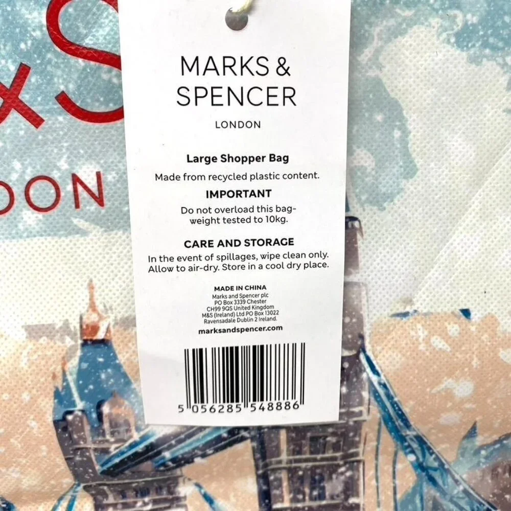 Marks & Spencer Reusable Holiday London Tote Large Shopper Bag Christmas